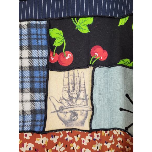 VTG Patchwork Open Front Artsy Cardigan Gray Large Waterfall Open Front USA Made - Picture 7 of 13